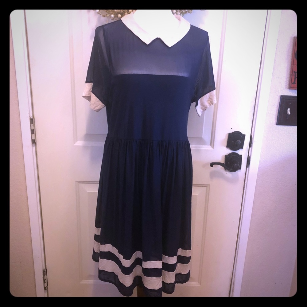Navy Blue ASOS Maternity Cute Collar Dress